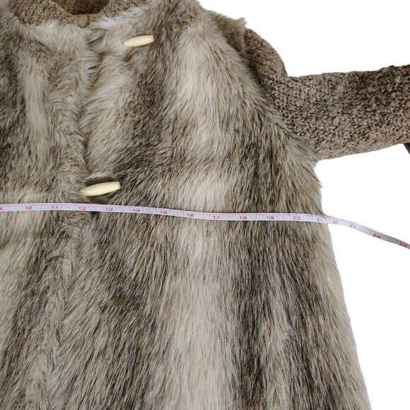 Vtg D'Esprit Dubrowsky Perlbinder Faux Fur Coat Beige Boho Union Made S/M - Picture 5 of 9